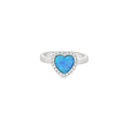 Blue lab opal 7x7mm heart cubic zirconia sterling silver ring