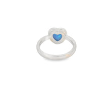 Load image into Gallery viewer, Blue lab opal 7x7mm heart cubic zirconia sterling silver ring