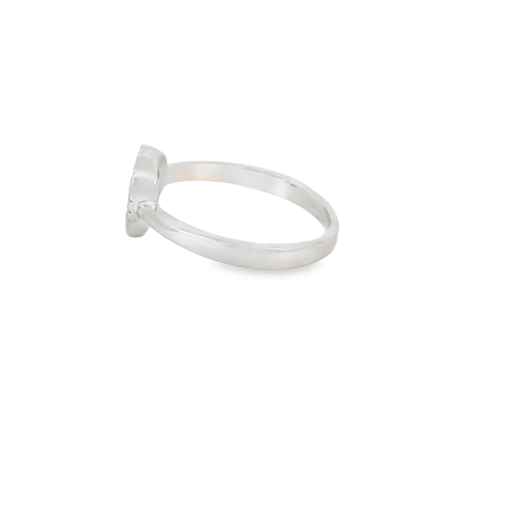 White lab opal 7x7mm heart cubic zirconia sterling silver ring