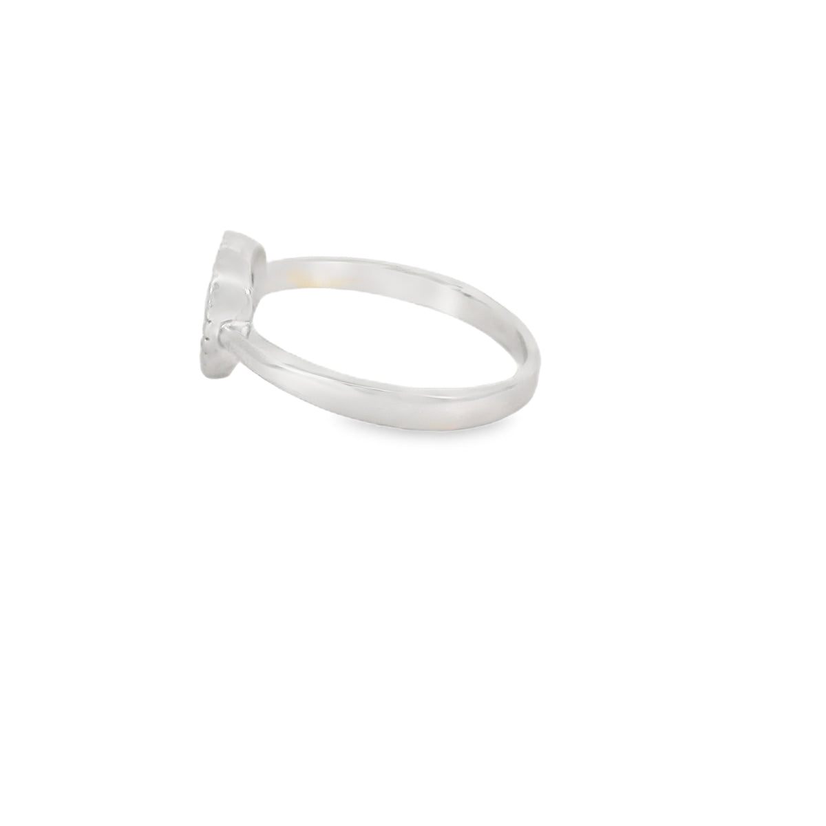 White lab opal 7x7mm heart cubic zirconia sterling silver ring