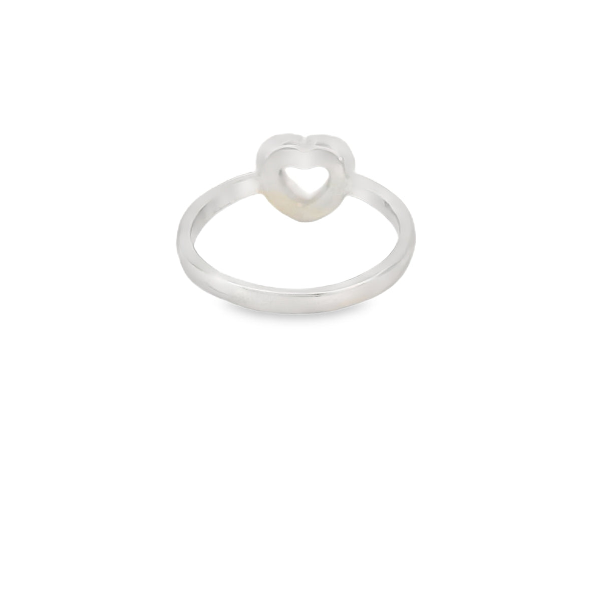 White lab opal 7x7mm heart cubic zirconia sterling silver ring