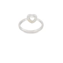 Load image into Gallery viewer, White lab opal 7x7mm heart cubic zirconia sterling silver ring