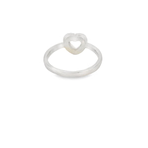 White lab opal 7x7mm heart cubic zirconia sterling silver ring