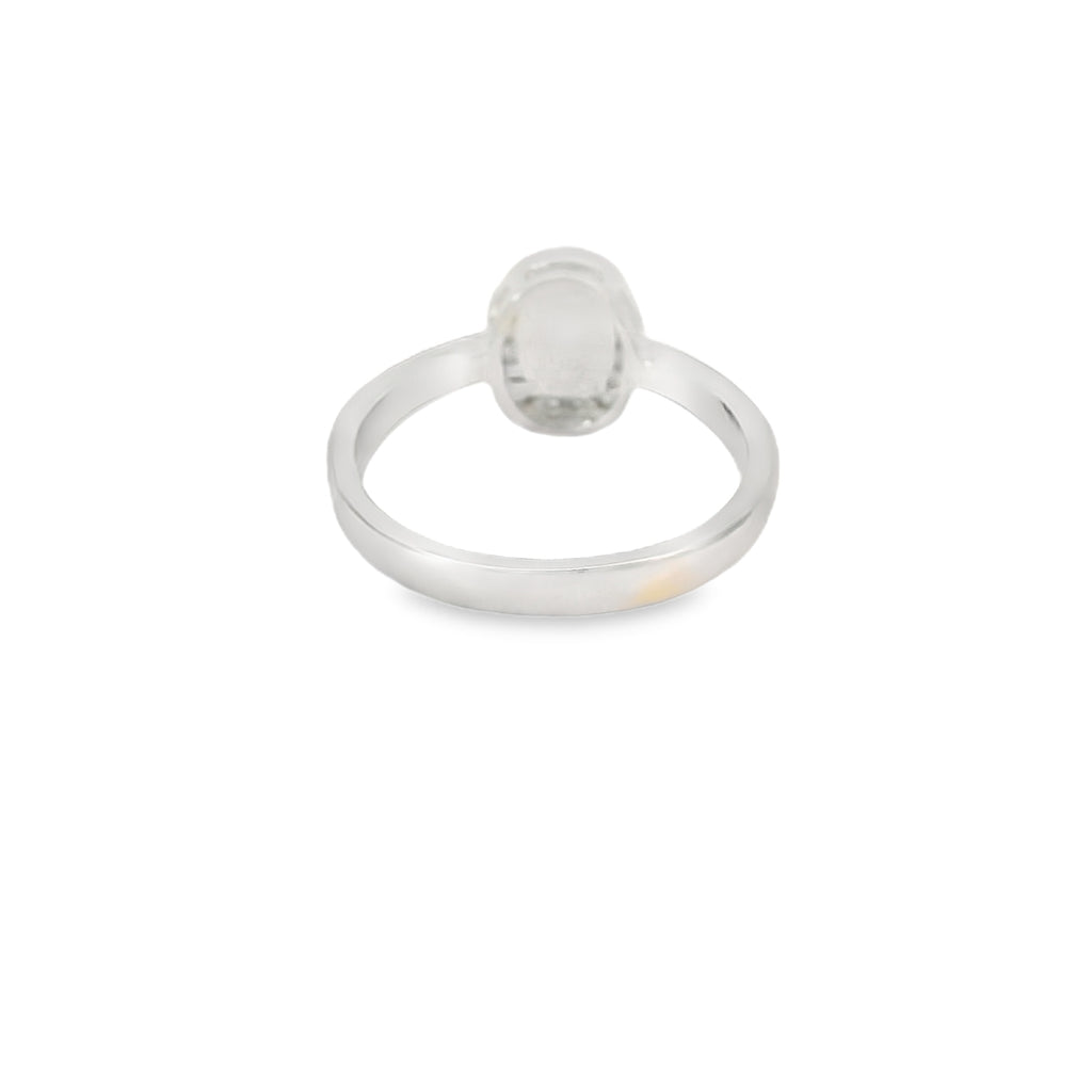 Blue Lab Opal Oval 7x5mm Cubic Zirconia Sterling Silver Ring