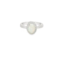 White Lab Opal Oval 7x5mm Cubic Zirconia Sterling Silver Ring
