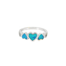 Load image into Gallery viewer, Blue lab opal hearts sterling silver ring