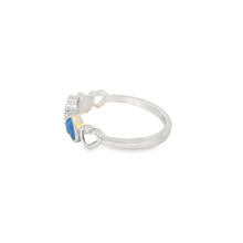 Load image into Gallery viewer, Blue lab opal hearts sterling silver ring