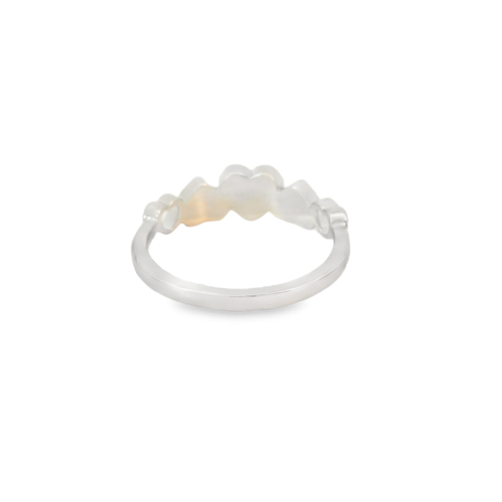 Blue lab opal hearts sterling silver ring