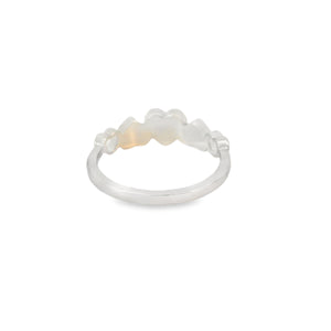 Blue lab opal hearts sterling silver ring