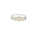 White lab opal hearts sterling silver ring
