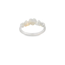Load image into Gallery viewer, White lab opal hearts sterling silver ring