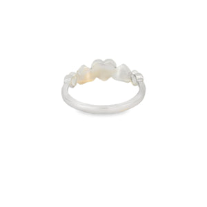 White lab opal hearts sterling silver ring