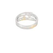 Load image into Gallery viewer, Two blue triangle lab opal sterling silver ring
