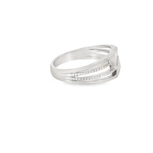 Load image into Gallery viewer, Two white triangles lab opal sterling silver ring