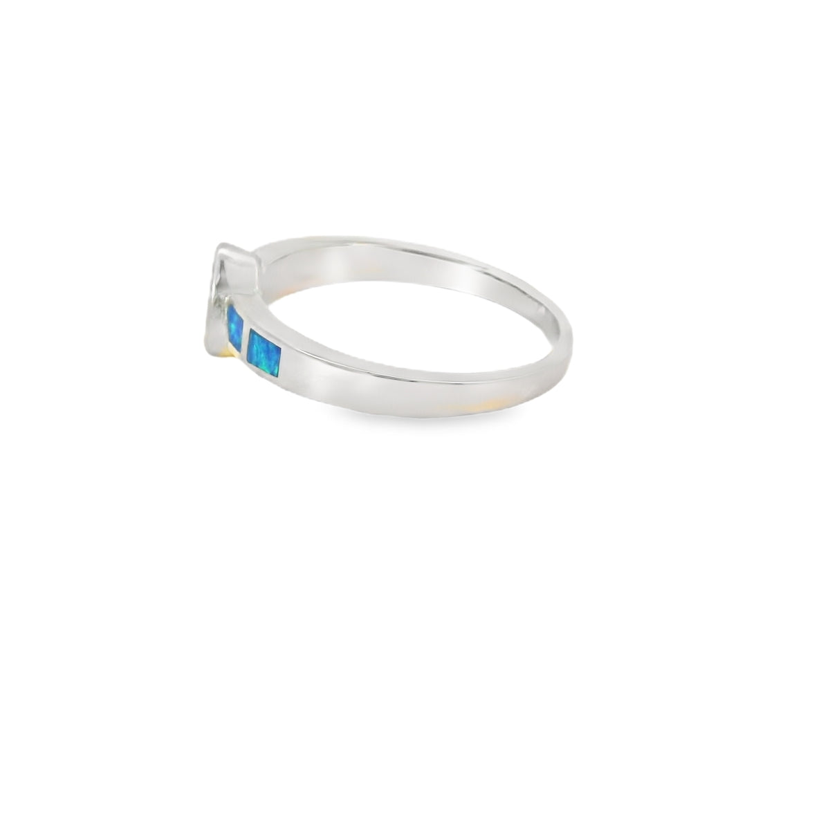 Blue Lab Opal Purple Tear Drop Cubic Zirconia Ring