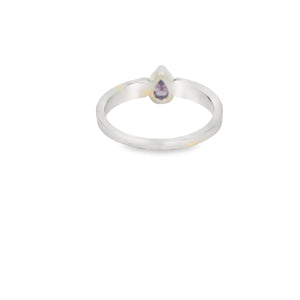 Blue Lab Opal Purple Tear Drop Cubic Zirconia Ring