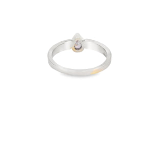 White Lab Opal Purple Tear Drop Cubic Zirconia Ring