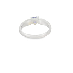 Blue Lab Opal 6x6mm Purple Cubic Zirconia Ring