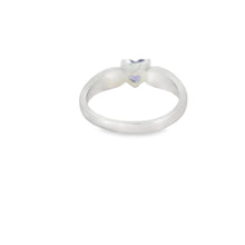 Load image into Gallery viewer, White Lab Opal 6x6mm Purple Cubic Zirconia Heart Ring
