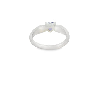 White Lab Opal 6x6mm Purple Cubic Zirconia Heart Ring