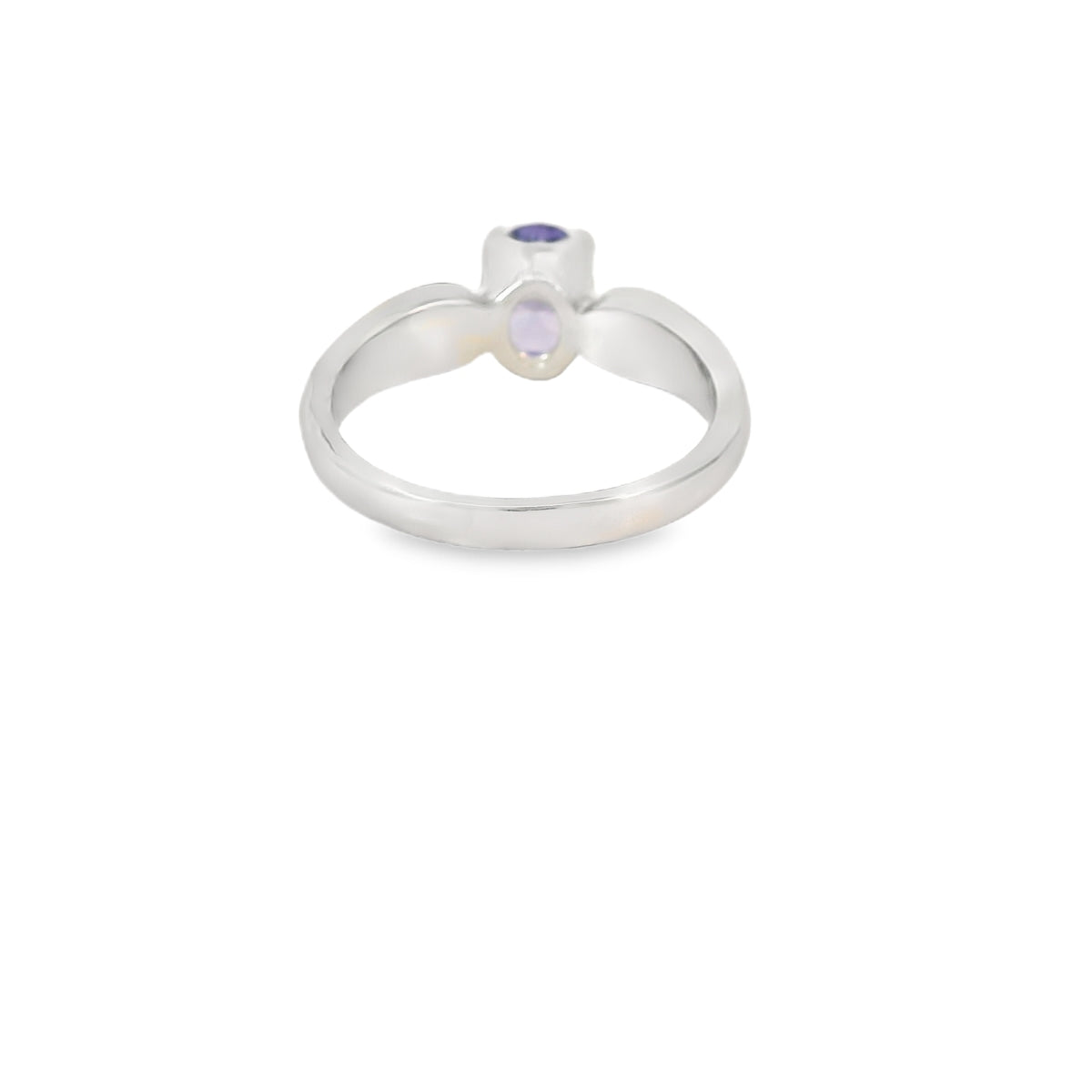 Blue Lab Opal 8x6mm Oval Purple Cubic Zirconia Ring
