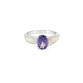 White Lab Opal 8x6mm Oval Purple Cubic Zirconia Ring