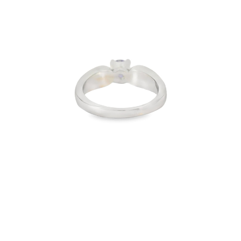 Blue Lab Opal 5mm Round Purple Cubic Zirconia Ring
