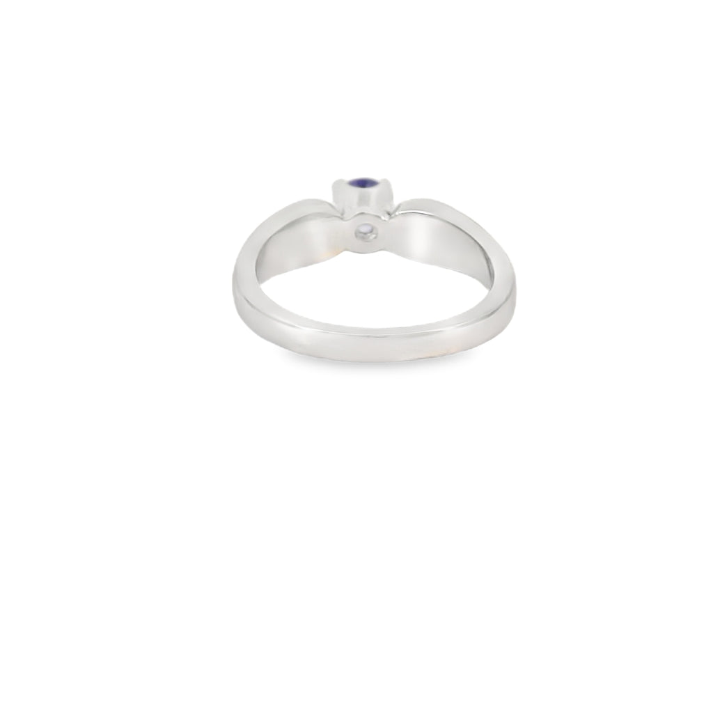 White Lab Opal 5mm Purple Round Cubic Zirconia Ring