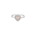 Blue lab opal 7x7mm heart cubic zirconia sterling silver