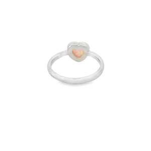 Blue lab opal 7x7mm heart cubic zirconia sterling silver