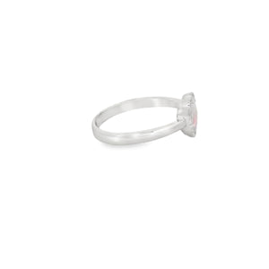 Blue lab opal 7x7mm heart cubic zirconia sterling silver