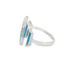 Geometric Blue Lab Opal Sterling Silver Ring