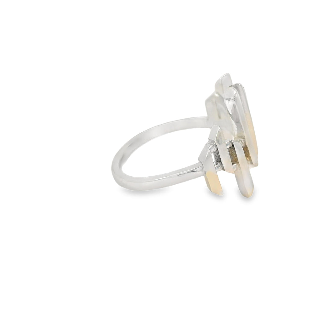 Geometric Blue Lab Opal Sterling Silver Ring