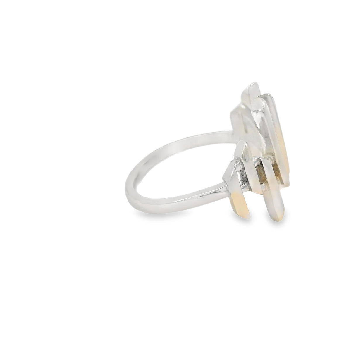 Geometric Blue Lab Opal Sterling Silver Ring