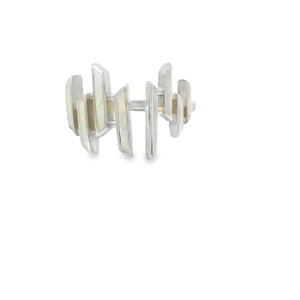 Geometric White Lab Opal Sterling Silver Ring