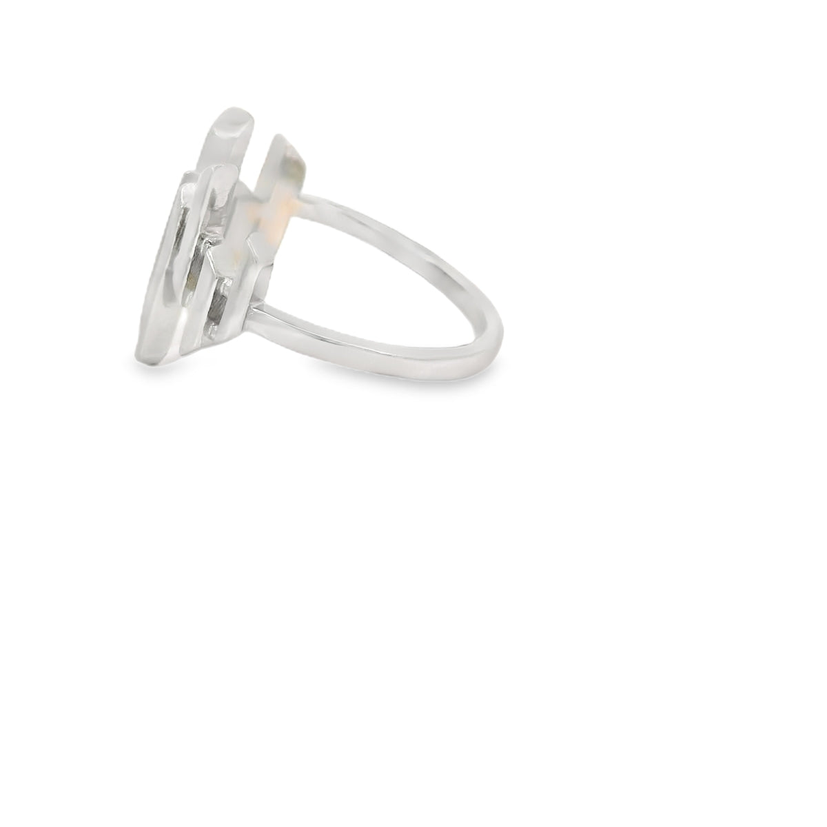 Geometric White Lab Opal Sterling Silver Ring