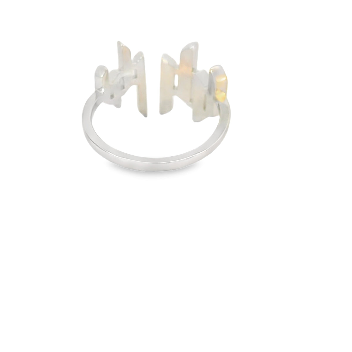 Geometric White Lab Opal Sterling Silver Ring