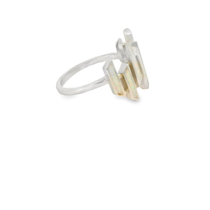 Geometric White Lab Opal Sterling Silver Ring