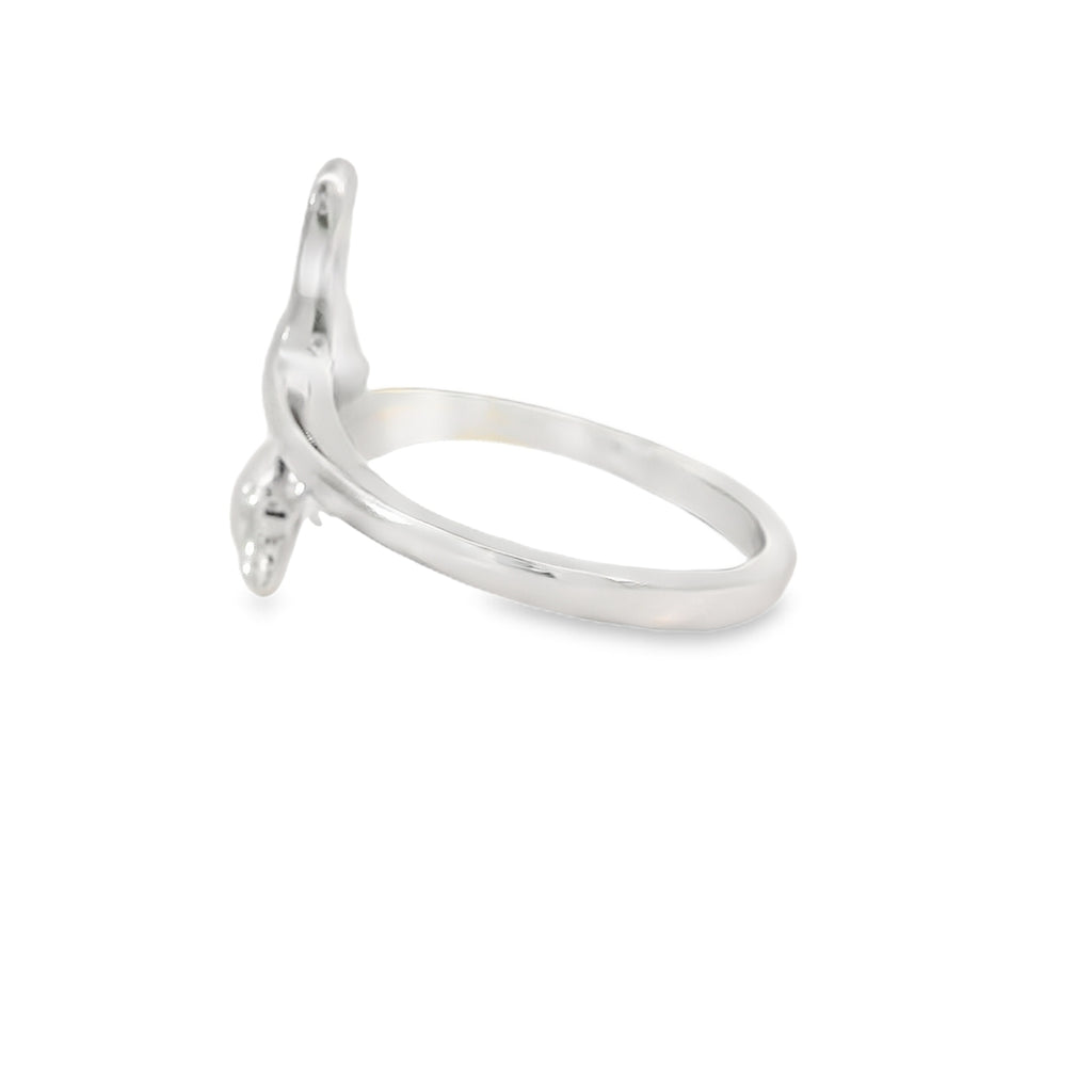 Blue lab opal dolphin sterling silver ring