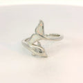 White lab opal dolphin sterling silver ring