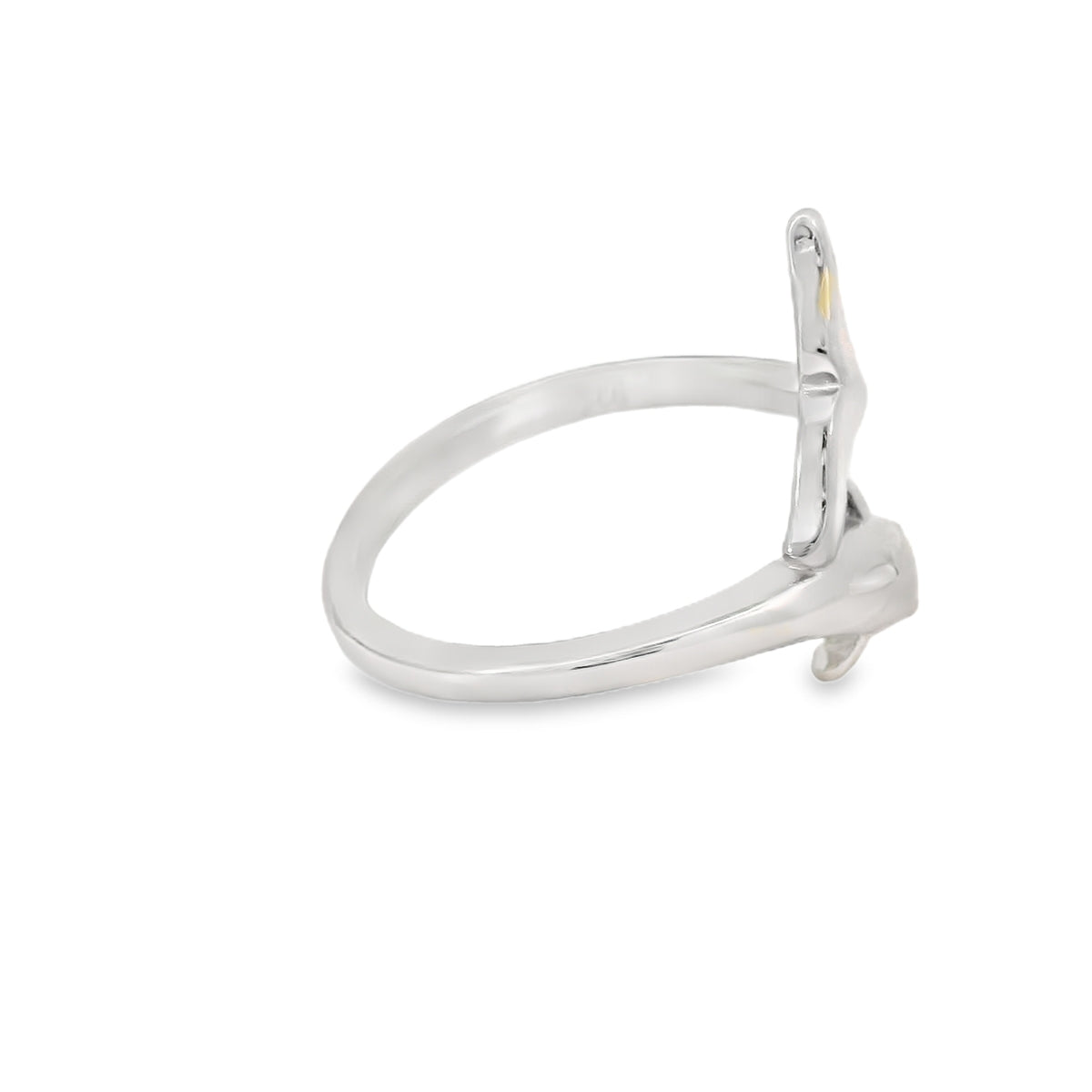 White lab opal dolphin sterling silver ring