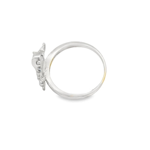 Blue lab opal frog sterling silver ring