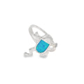 Blue lab opal frog sterling silver ring