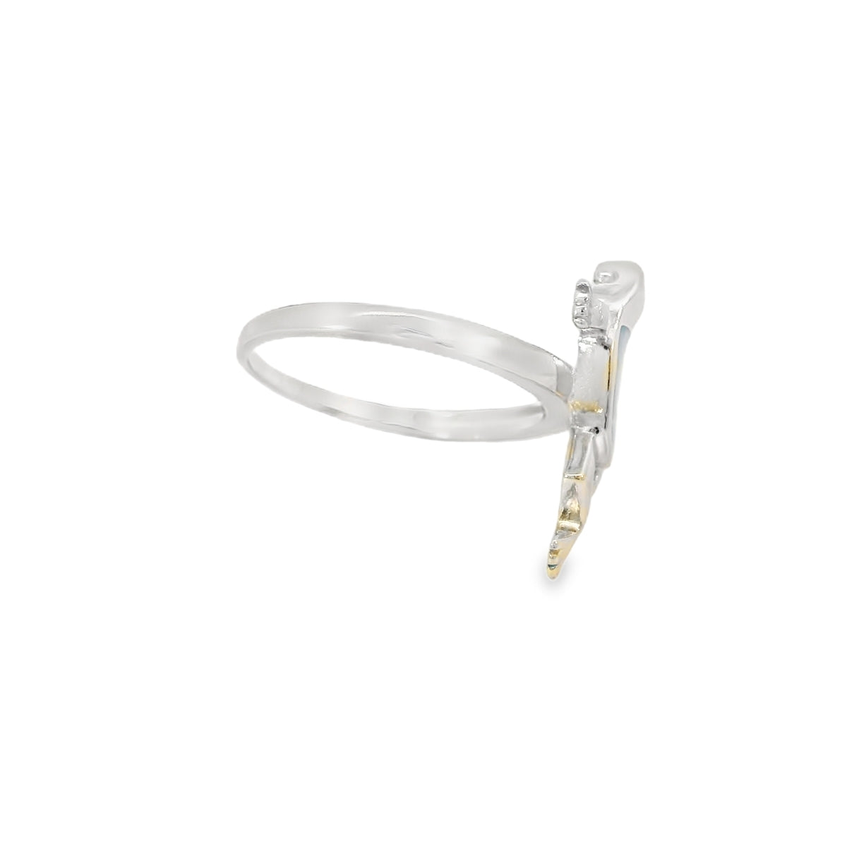 Blue lab opal frog sterling silver ring