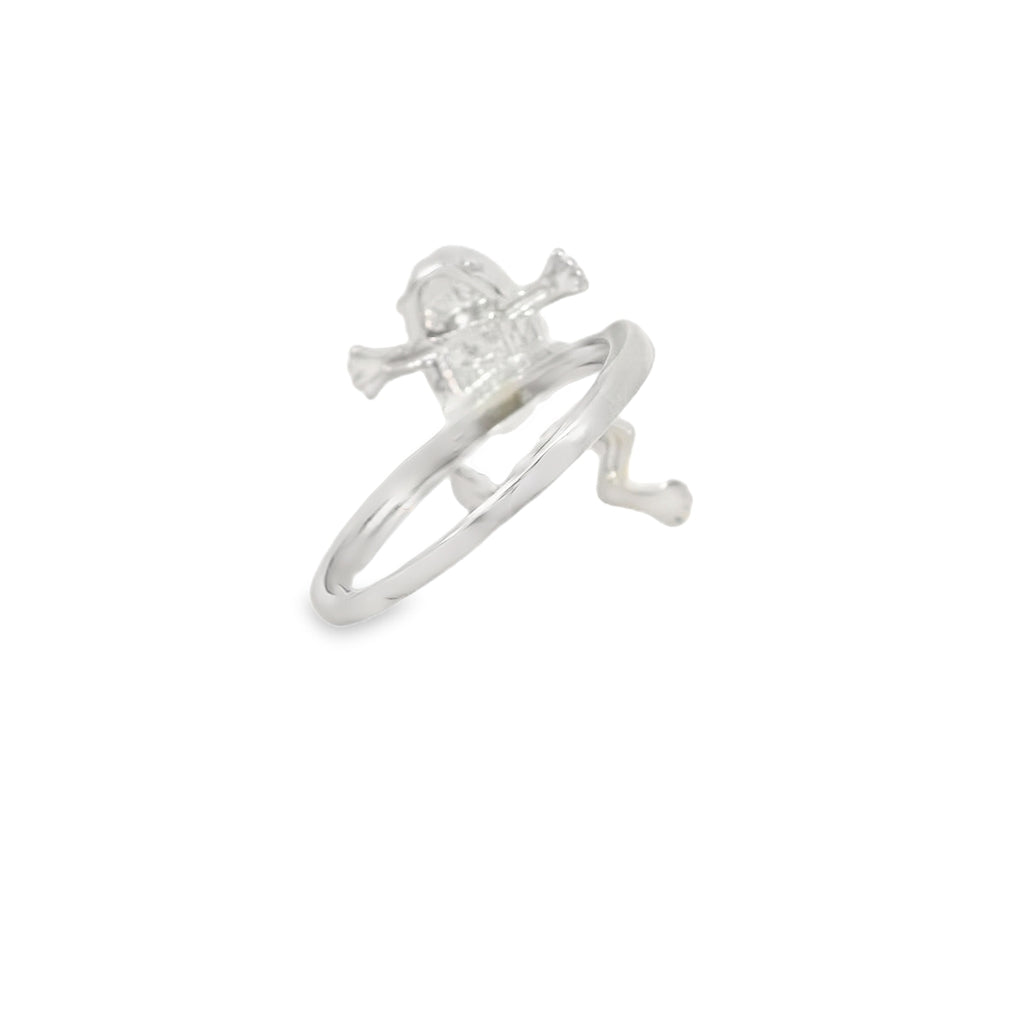 Blue lab opal frog sterling silver ring