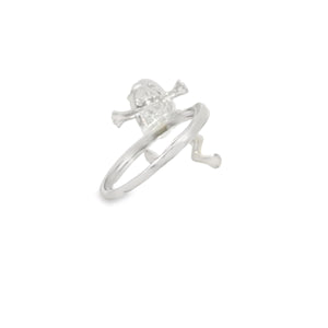 Blue lab opal frog sterling silver ring