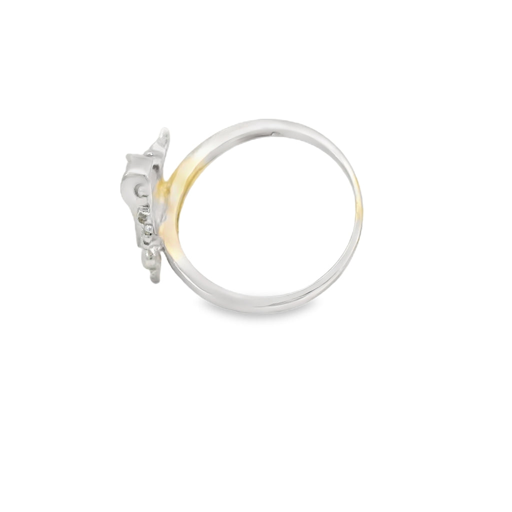 White lab opal frog sterling silver ring