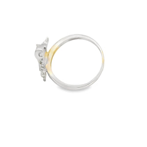 White lab opal frog sterling silver ring