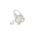 White lab opal frog sterling silver ring