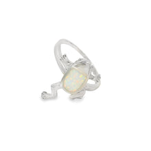 Load image into Gallery viewer, White lab opal frog sterling silver ring